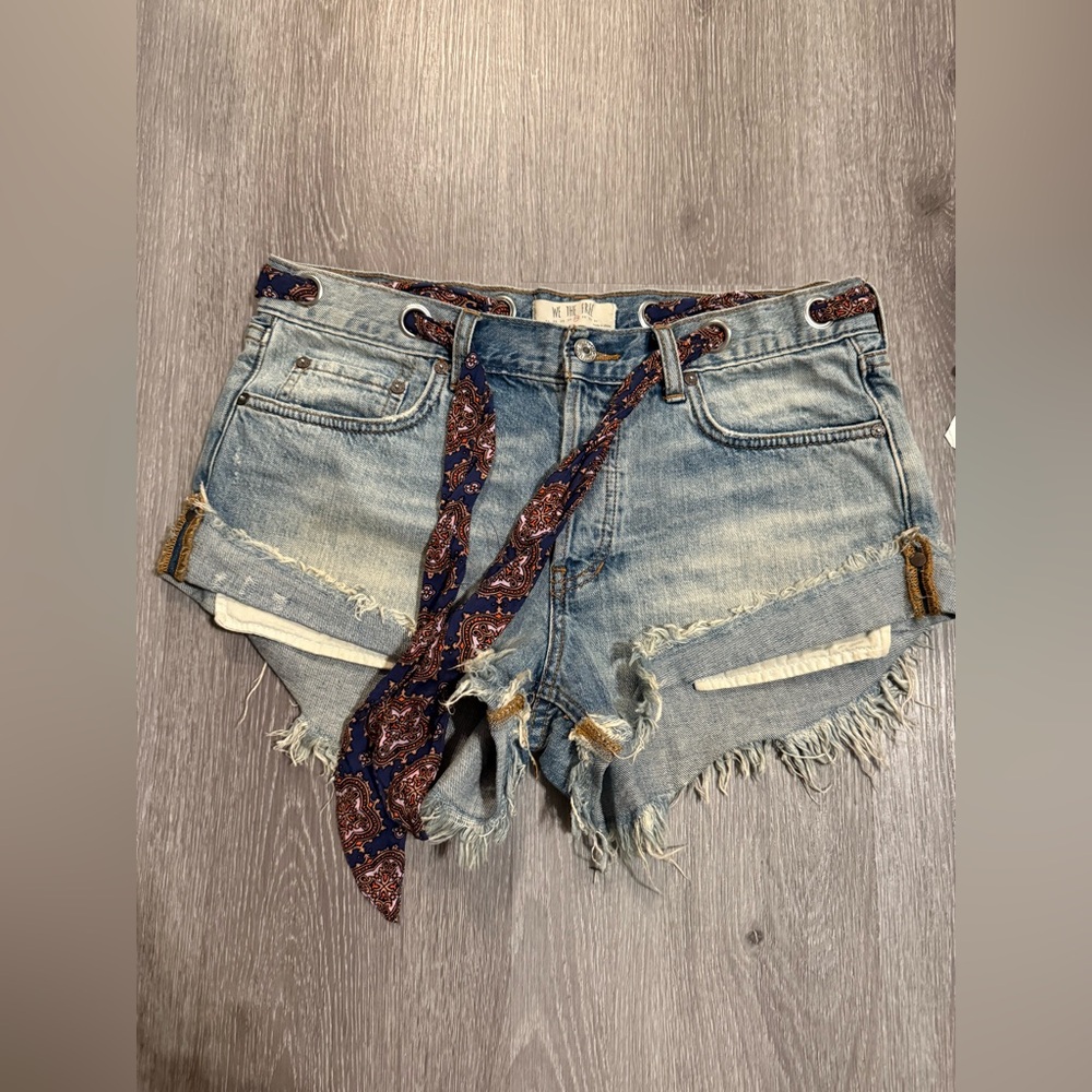We The Free Denim Shorts w/ Paisley Belt